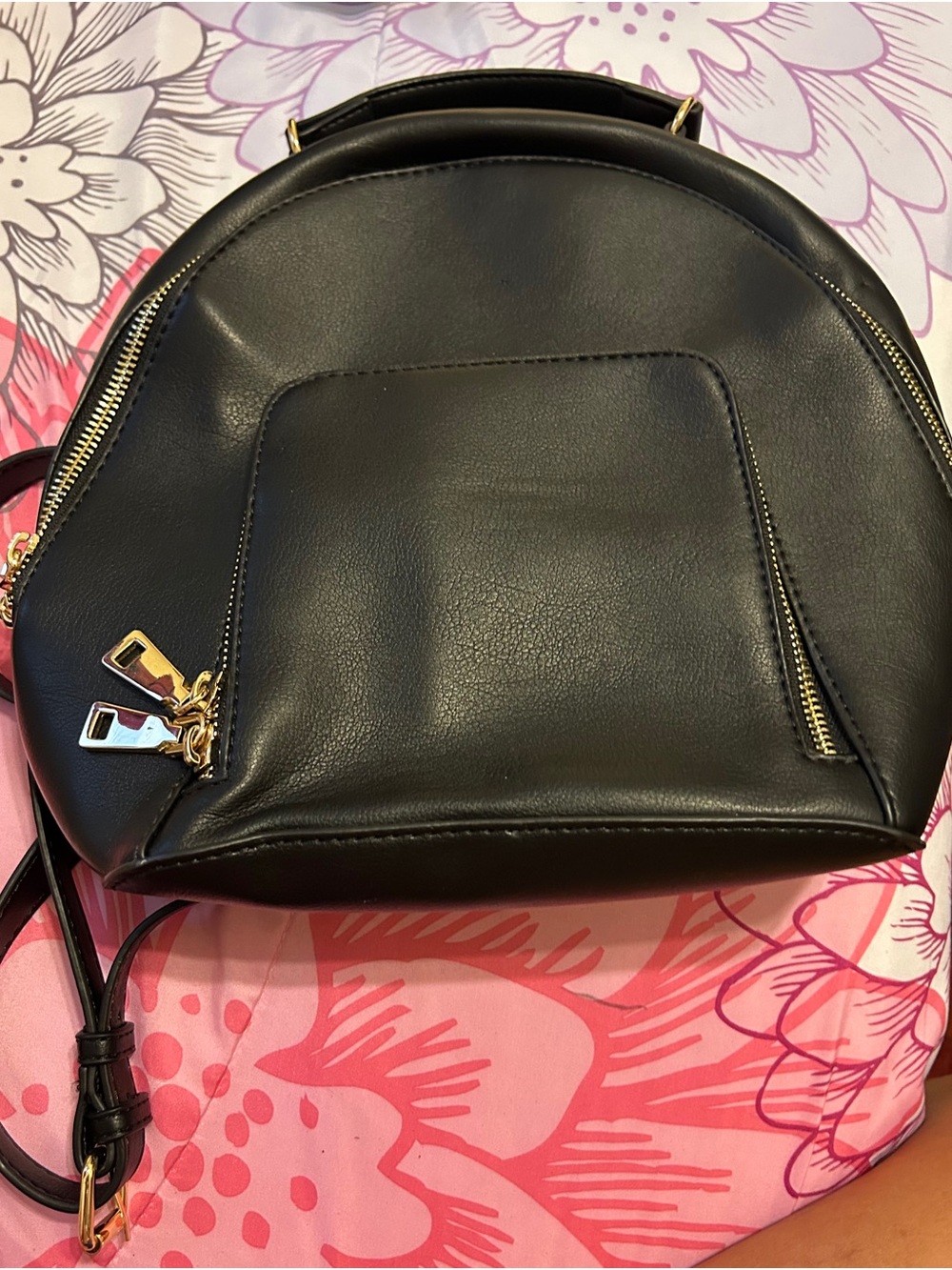 I.N.C Black Leatherette Mini Backpack Bag
